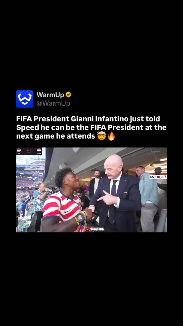 🤣

The unexpected dynamic between internet phenomenon IShowSpeed and FIFA President Gianni Infantino has evolved into a strategic marketing powerhouse for global soccer. Their relationship initially caught fans by surprise during viral livestreams, highlighted by Speed humorously teasing Infantino about his perceived favoritism toward Lionel Messi over Cristiano Ronaldo. Recognizing the streamer’s massive reach, FIFA has fully embraced his high-energy brand for the 2026 World Cup, officially launching Speed’s “World Cup 26 Tour” and awarding him the first-ever physical FIFA Fan ID.

(Via @ishowspeed )