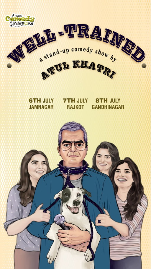 😂 Still scrolling? Your sign to book tickets has arrived.
Atul Khatri is coming to Gujarat with his hit stand-up special Well-Trained.

📍 Jamnagar – 6 July

 📍 Rajkot – 7 July

 📍 Gandhinagar – 8 July

🎟️ Ticket link is bio 

Book now and get ready to laugh till your cheeks hurt!

#atulkhatri #livecomedy #standupcomedy #gujarat #comedynights