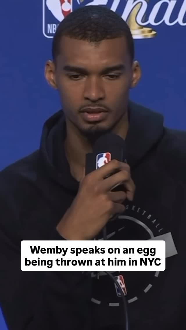 Victor Wembanyama was asked about a viral video where a Knicks fan threw an egg at him after Game 4.

(via @snytv)

#nba #nbafinals #wemby #knicks #nyc