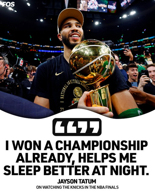 Jayson Tatum isn't losing any sleep over the Knicks in the NBA Finals.⁠
⁠
Full @fos_news interview with the Boston Celtics star in bio.