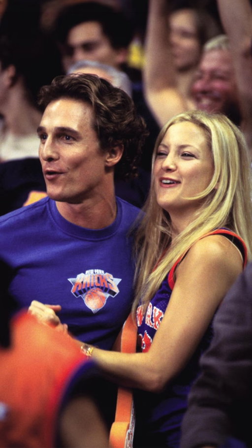 How to lose a guy during the NBA Finals.

Film: HOW TO LOSE A GUY IN 10 DAYS (2003)
Directed by Donald Petrie
Written by Kristen Buckley, Brian Regan and Burr Steers; based on the book by Michele Alexander and Jeannie Long
Starring Kate Hudson, Matthew McConaughey, Kathryn Hahn, Annie Parisse, Adam Goldberg and Thomas Lennon