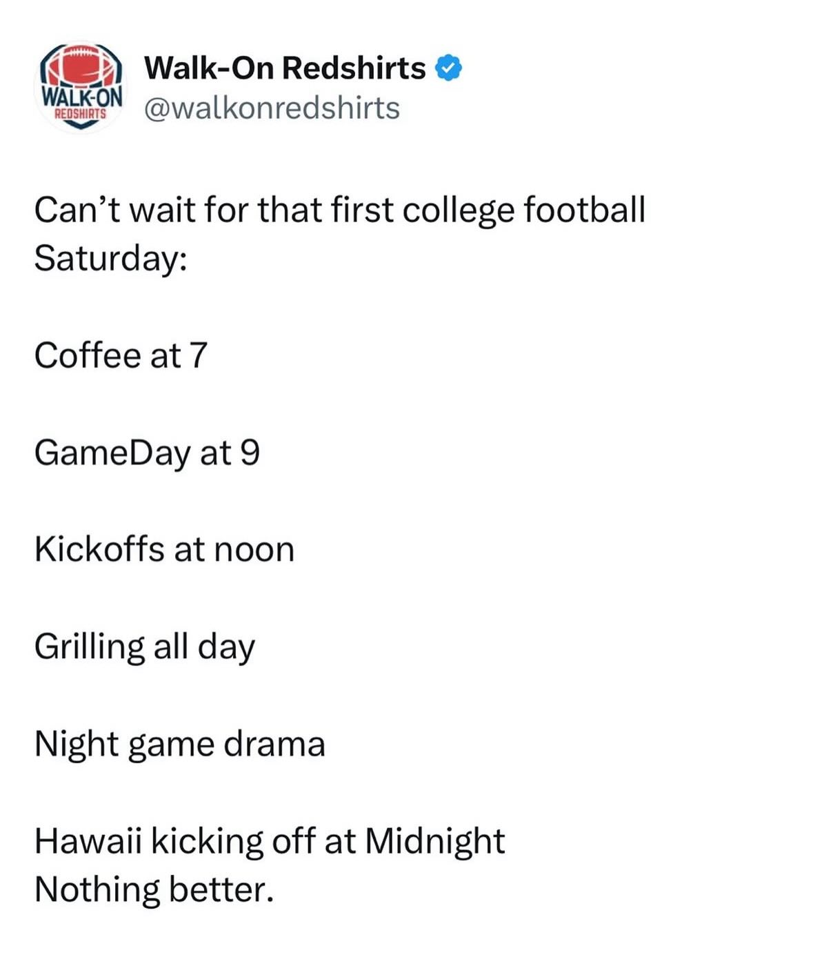 11 Saturdays until College Football