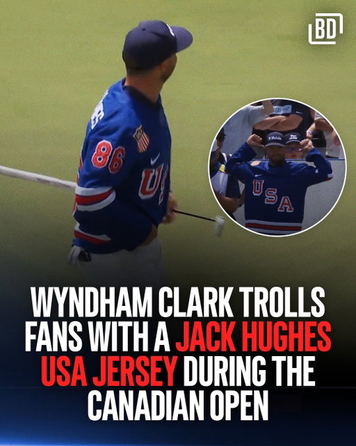 Wyndham Clark showed up to The Rink at the Canadian Open with a Jack Hughes USA jersey… and Canadians let him hear it 😂

(H/T: @golfchannel)