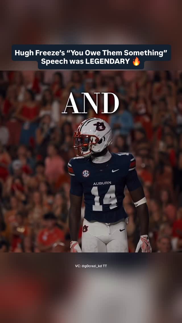 Hugh Freeze’s “You Owe Them Something” Speech was LEGENDARY 🔥

Before Auburn’s 2025 home opener against Ball State, Hugh Freeze delivered a message that resonated far beyond the locker room. 

Looking around at his team before they took the field, he reminded them what Saturdays mean to the people in the stands.

“Tonight, I submit to you that there’s some family that drove from I-don’t-know-where, parked 5 miles away from this stadium, saved all freaking year long just to buy a ticket to climb to the top of that stadium and watch your tail play. You owe them something!” 

Freeze had entered the season facing heavy pressure after back-to-back losing seasons, but the Tigers responded with a strong start to the season.

Auburn rolled Ball State 42-3 under the lights at Jordan-Hare Stadium, holding the Cardinals to a lone third-quarter field goal while quarterback Jackson Arnold threw for 251 yards and three touchdowns.

Freeze’s speech encapsulated what makes college football different.

For every player running through the tunnel, there are thousands of fans who spent months planning that weekend. They drove across the state, paid for tickets, woke up before sunrise to tailgate, and built memories around a Saturday afternoon with family and friends.

We’re still counting down the days until Week 0, but clips like this are a reminder that college football has always been about more than what happens between the lines.

What is YOUR favorite part of College Football season?🤔

Video attribution on video.

#collegefootball #cfb #cfb26 #cfb25