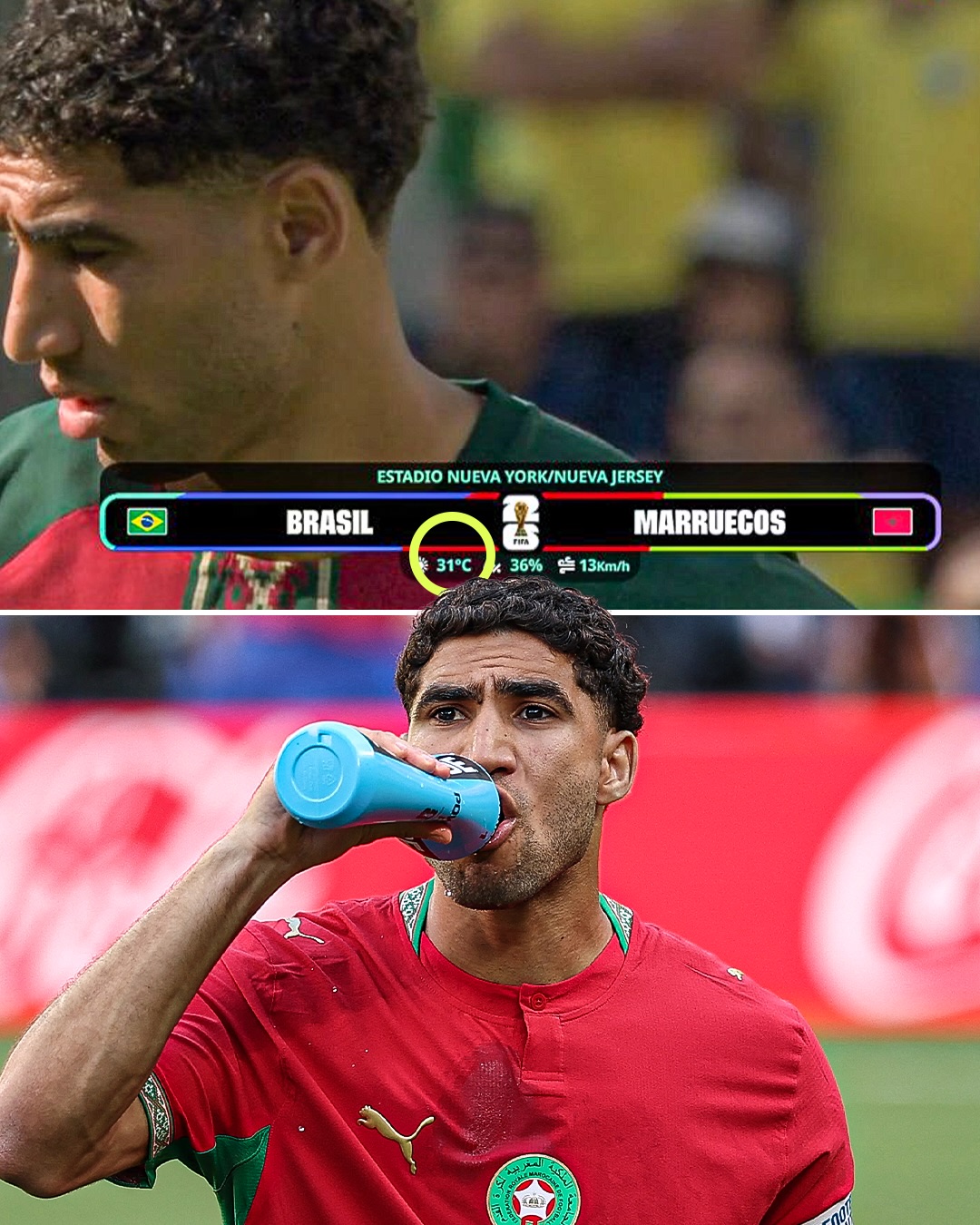 The Brazil–Morocco World Cup match is being played in 31°C heat at MetLife Stadium 🥵🌡️

The 2026 World Cup Final will be held at the same venue but with an even earlier kickoff ☀️
