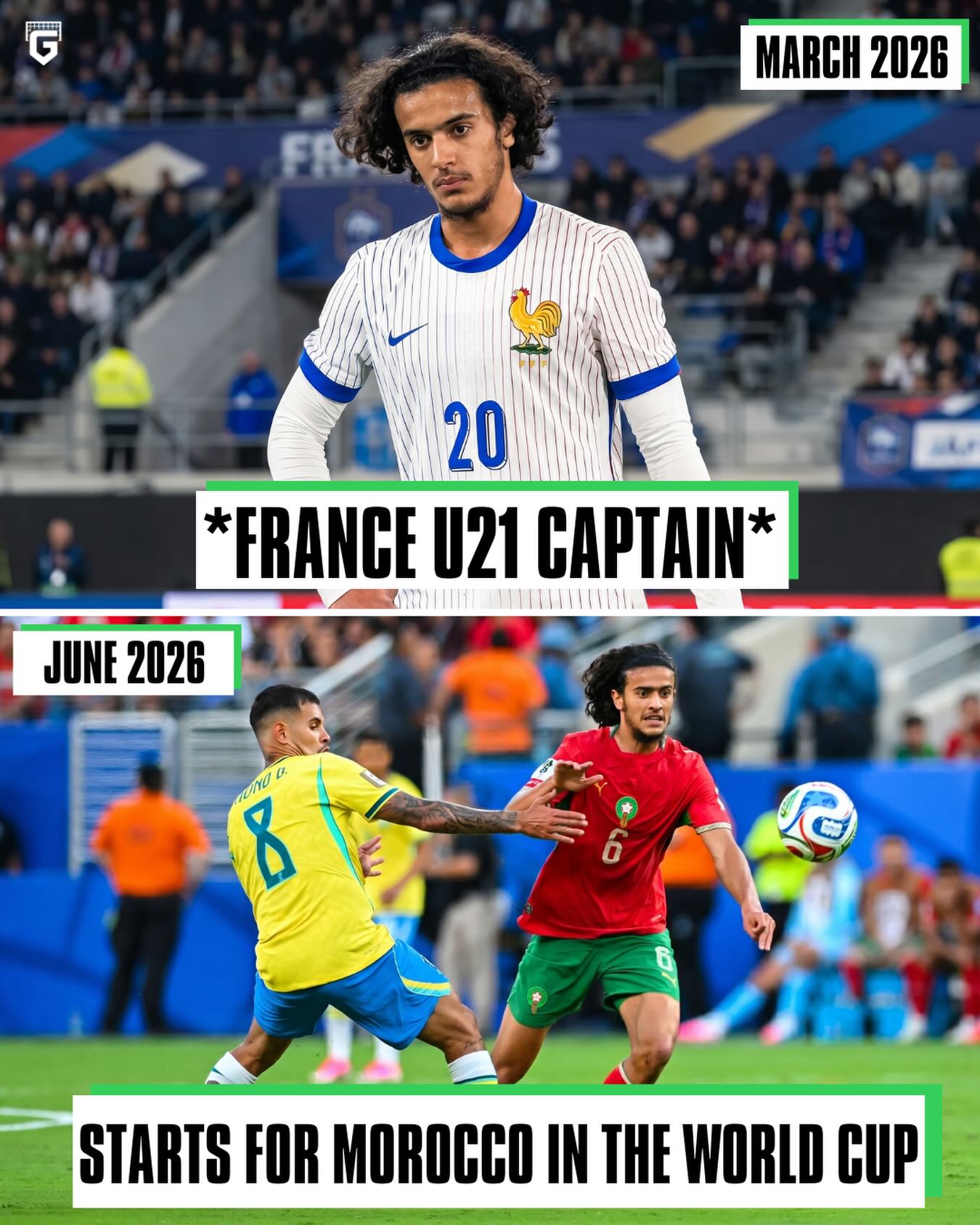 🇲🇦 Let’s take a moment tot talk about Ayyoub Bouaddi’s performance against Brazil today in his debut for Morocco in an official match...

Just 18 years old and absolutely owned the midfield against Bruno Guimaraes and Casemiro 😳

Just last month, Bouaddi made the switch from representing France to Morocco, he was even captain of France’s U21 squad earlier this year 🤯

He’s been linked to a move to Arsenal, but if he keeps up this form in the World Cup, his pricetag might get hefty 😤

The beauty of the World Cup. THIS IS FOOTBALL 🤩