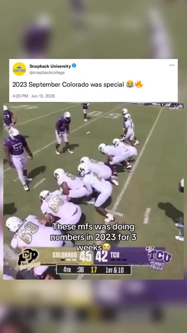 Deion Sanders and Colorado were the hottest thing in sports in September 2023 😂🔥

The Colorado Buffaloes kicked off the 2023 college football season with an electrifying 3-0 start under first-year head coach Deion Sanders, instantly transforming from a perennial doormat into one of the sport’s most captivating stories. 

They opened with a thrilling 45-42 road upset of No. 17 TCU in Fort Worth—avenging the previous year’s national runners-up with a late-game comeback led by quarterback Shedeur Sanders’ 510 passing yards—then dominated Nebraska 36-14 in Boulder for their first home win in dramatic fashion, followed by a heart-pounding 43-35 double-overtime victory over rival Colorado State. 

The Prime Effect brought massive crowds, national TV audiences, celebrity sightings, and College GameDay buzz to Folsom Field, as the Buffs’ flashy offense, swagger, and portal-fueled talent overhaul made them college football’s early-season darlings before tougher conference play set in.