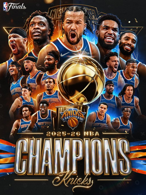 FOR THE FIRST TIME IN 53 YEARS, THE KNICKS ARE NBA CHAMPIONS 🏆

New York defeats San Antonio 4-1 in the NBA Finals, capturing their third championship in franchise history!