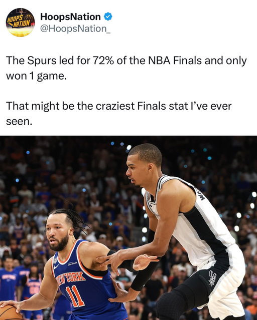 The Knicks only led for 28% of the NBA Finals and won in 5 🤯

Absolutely unreal.