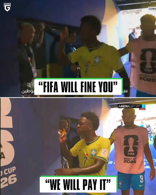 🚨🇧🇷 Vinícius Jr refused to give an interview at half time during Brazil's match against Morocco.

🗣 Journalist: "FIFA will fine you"

🗣 Vinícius: "We will pay the fine but we will not give any interviews."

And then Vini delivered another classic response 😭

🗣 Journalist: "I'm from Venezuela, in Spanish, please."

🗣 Vinícius: "I'm from Brazil, I'm gonna speak in Portuguese."

Vini was not backing down for anyone. 🇧🇷😂