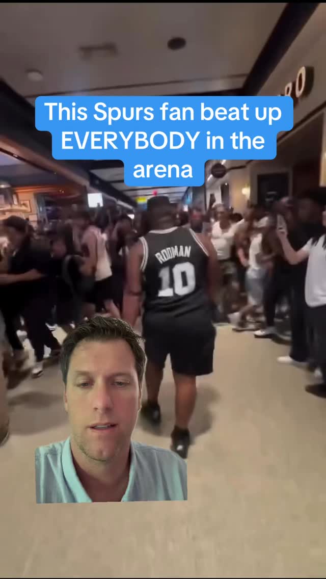 This Spurs fan beating up EVERYONE in the arena is the most impressive video you’ll see from the NBA Finals. This man is INVINCIBLE! Unbreakable! King Kong ain’t got shit on him! Get this man a Brunson jersey and fly him to New York. He belongs with the mutants in NYC. When the Avengers assemble next time he’ll be ready to go in Manhattan. Truly the toughest man on the planet