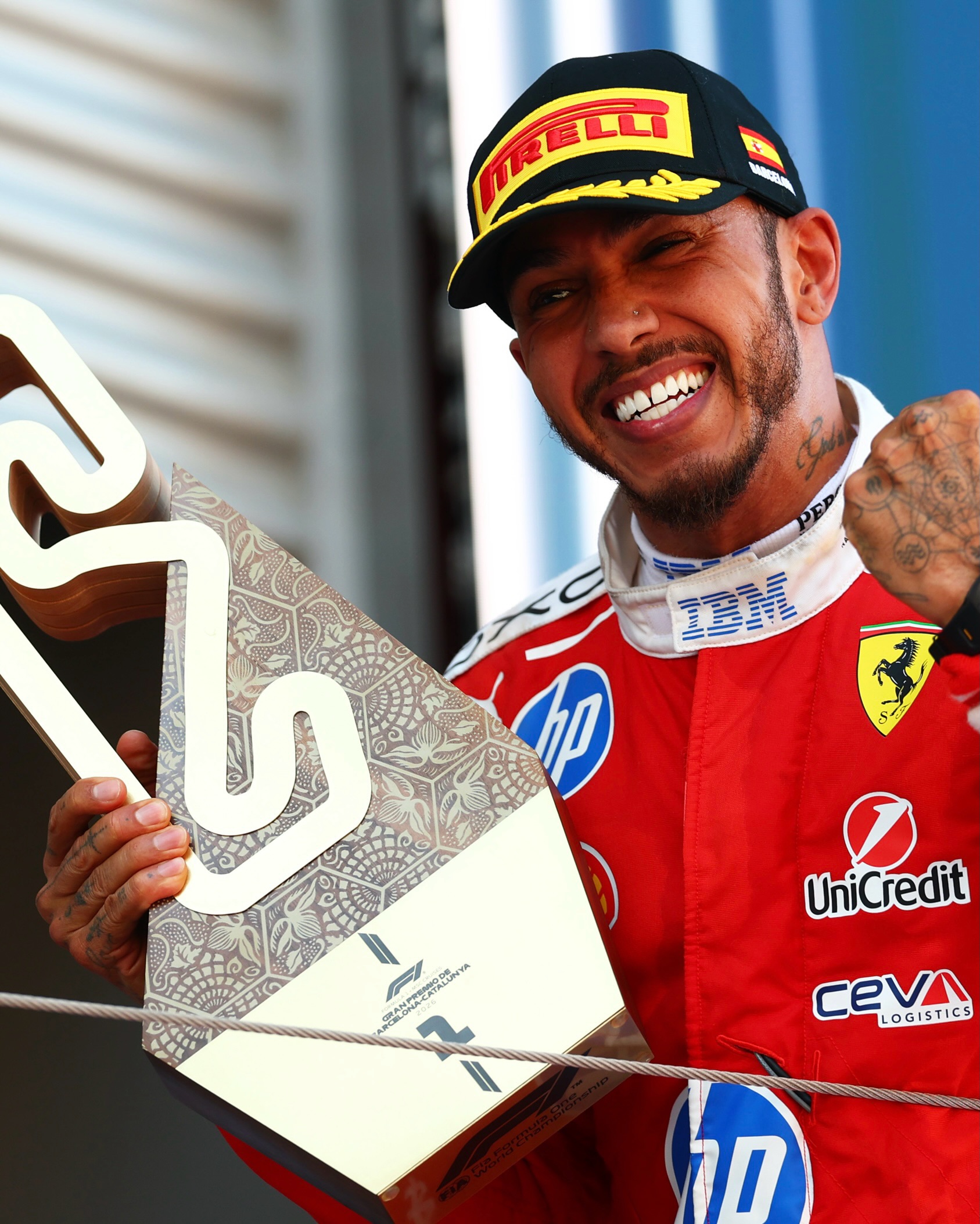 You might not find a happier guy on the planet than Lewis Hamilton right now.