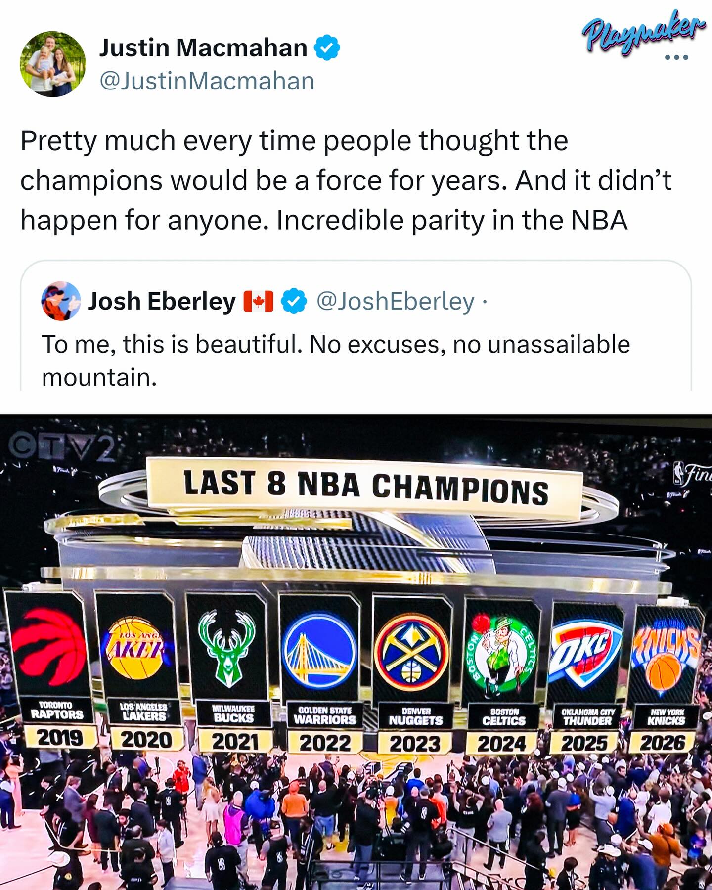 Parity is at an all-time high in the NBA 👀

8 different teams have won the NBA Finals in the last 8 seasons, the longest streak of unique champions in league history 🏆