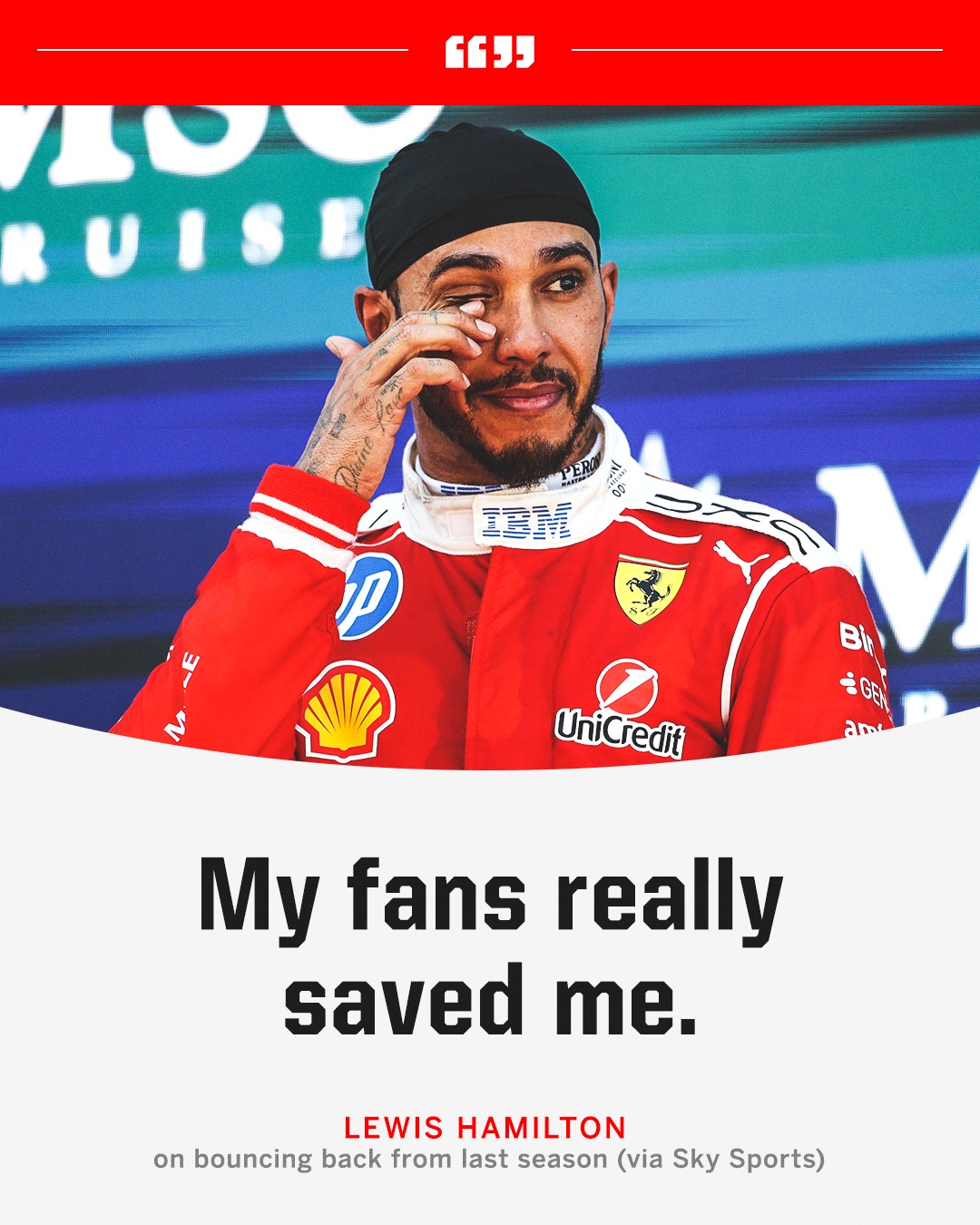 Lewis Hamilton is so grateful for his fans sticking with him ❤️