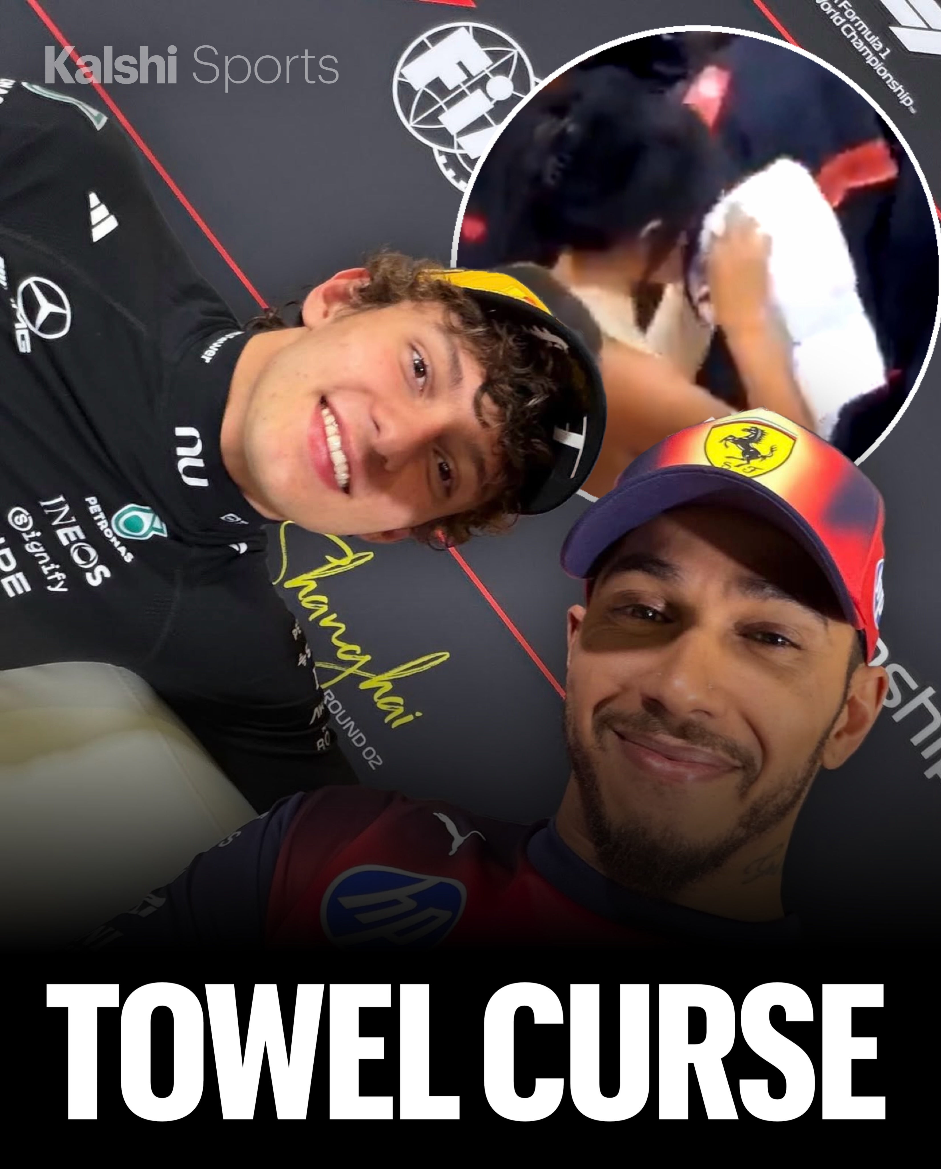 The Kardashian Curse extending to F1? Kim Kardashian used Kimi’s towel after his 5th straight Grand Prix victory and his perfect car just so HAPPENS to fail at the end of his next race…. 

Lewis Hamilton continues to add to his legendary resume - he’s only the 16th F1 driver to win a Grand Prix with 3 different constructors 🔥

Hamiltons chances to be the F1 Drivers champion are climbing on @kalshi