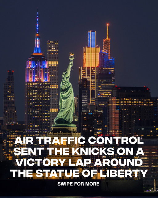 The whole city lit up for our champs. 🔥🏆🗽
ㅤ
On their flight back to New York, the Knicks were treated to a scenic route around the Statue of Liberty as the city welcomed its champions home.
ㅤ
(🎥: @theaviationcircle, 📸 Getty)