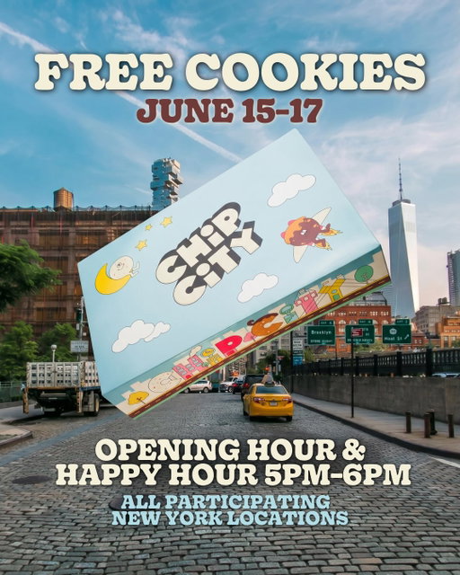 🚨 FREE COOKIES START TOMORROW 🚨

June 15–17, visit any participating New York location for FREE cookies:

🍪 One during the First Hour of Opening
🍪 One during Happy Hour (5PM–6PM)

Mark your calendars. We’ll see you soon.

#ChipCityCookies #NewYorkEats #FreeCookie #CookieLovers #ChipCity