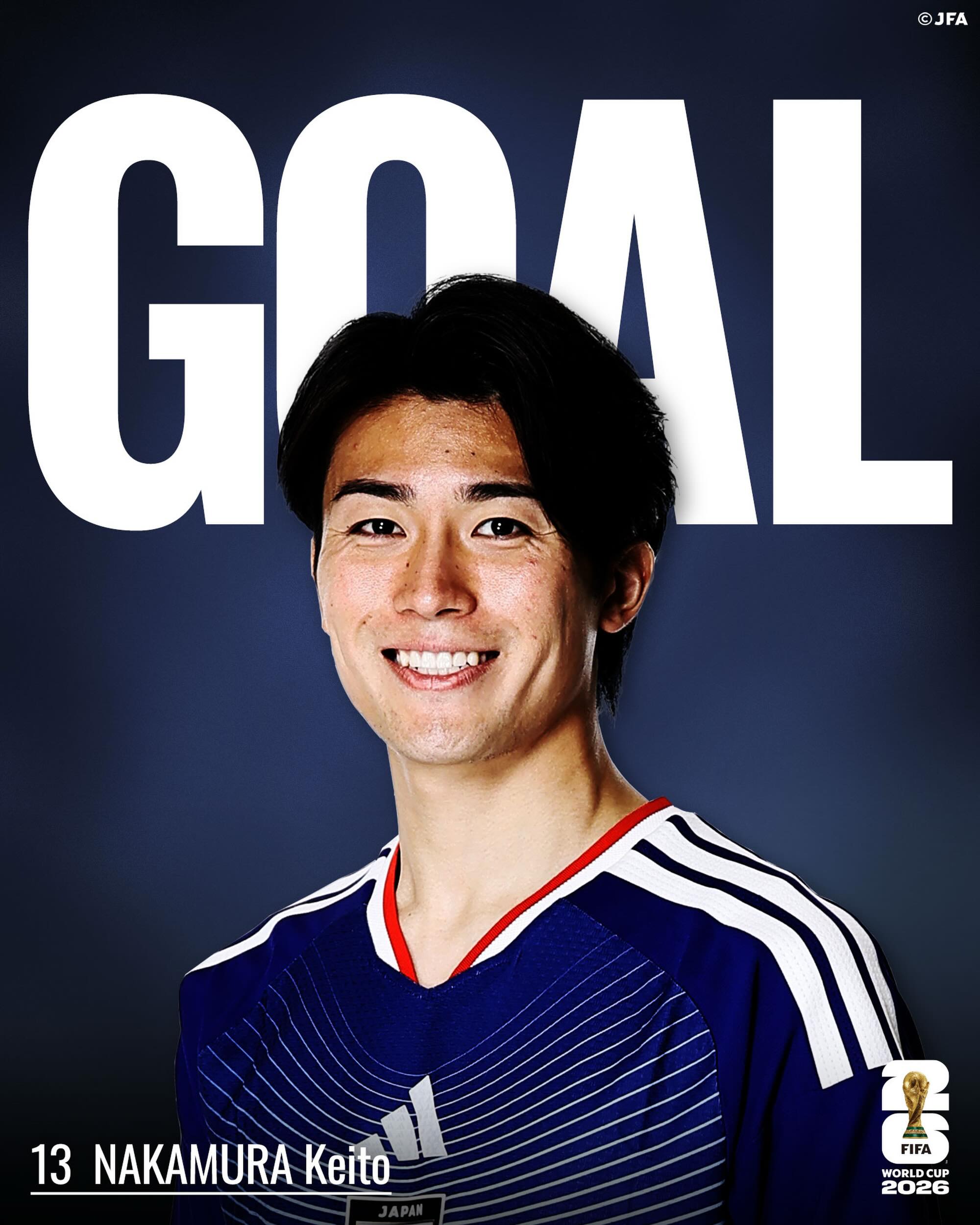 🔹𝗚𝗢𝗔𝗟🔹️

後半12分
13 中村敬斗

🏆FIFAワールドカップ2026™
⚔グループステージ第1節
🇯🇵SAMURAI BLUE 1-1 オランダ代表🇳🇱

📺NHK総合
📱DAZN

@FIFAWorldCup
#最高の景色を #サッカー日本代表