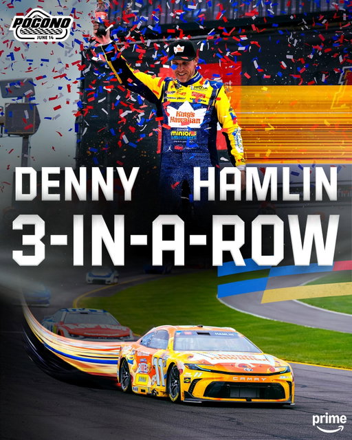 A historic afternoon at Pocono for Denny Hamlin 🏁 #NASCARonPrime