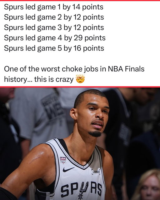 The San Antonio Spurs had one of the worst NBA Finals losses in NBA history… they had a double digit lead in every single game and lost the series 4-1 🤯

They struggled in every 4th quarter. Your superstars are supposed to take over at the end of the game, and that’s what Jalen Brunson did for the Knicks every time.