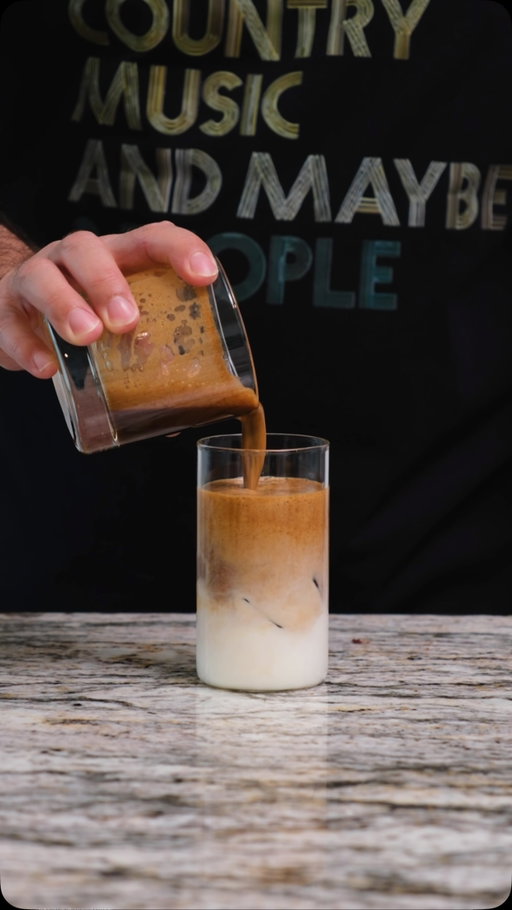 Healthy Iced Date Cortado ☁️

For Syrup:
- Air-fry 4 Dates in 390F for 7 minutes
- 4oz (120ml) Hot Water
- 1/2 tsp Vanilla Extract
- A pinch of Salt

Iced Date Caramel Cortado
- Double shot of Espresso
- 1tbsp Date Caramel Syrup
- 3oz (90ml) Milk

It tastes like salted caramel, but it’s naturally sweet and only around 80 calories.

Would you try this?

#datesyrup #icedlatte #cortado #datehack #foodhack