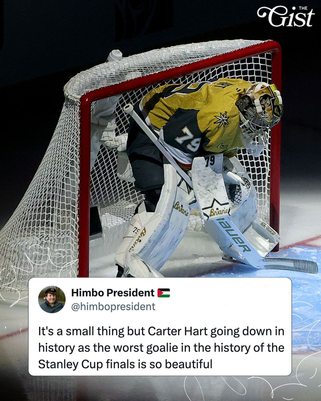 AND NOTHING FOR CARTER HART! 🙂‍↔️⁣
⁣
The Carolina Hurricanes are your 2026 Stanley Cup champions, defeating the Vegas Golden Knights 3-0 in Game 6 of the Stanley Cup Final. 🏒⁣🏆⁣
⁣
Vegas Golden Knights goalie Carter Hart ends the series as the worst (the sentence could stop there) goalie in Stanley Cup history after conceding four goals or more in Games 1 through 5. 🤭⁣

He also gave up 22 goals in six games. 🤷‍♀️
⁣
#menssports #hockey #nhl