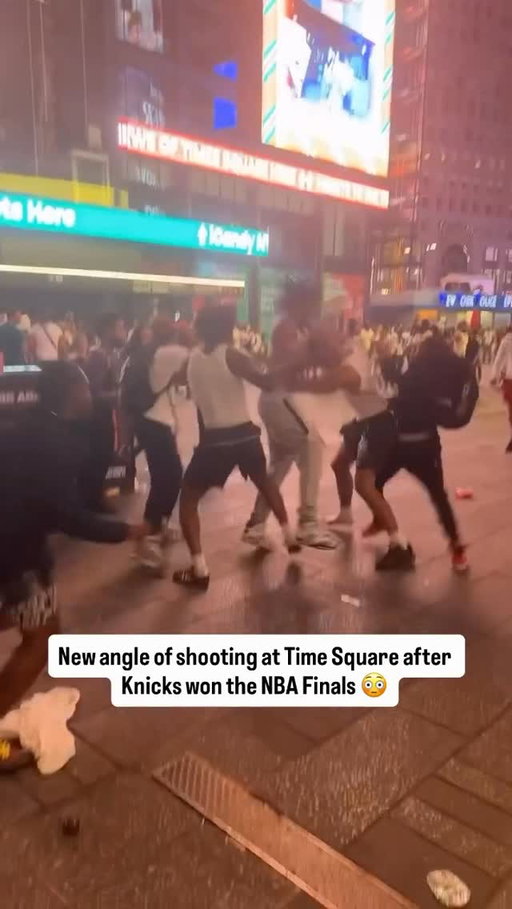 Thousands of fans scattered within seconds after gunshots rang out in Times Square during post–NBA Finals celebrations following the Knicks’ win over the Spurs. According to NYPD reports, a 17-year-old male was shot in the foot during the chaos near 42nd Street and Broadway around 2 a.m., with crowds flooding the area and emergency response struggling to get through. The victim was taken to Bellevue Hospital in stable condition as police recovered a firearm and detained multiple individuals in connection with the incident. The shooting came amid a night of massive celebrations across New York City after the Knicks’ championship victory, which also saw widespread disorder and heavy police response.