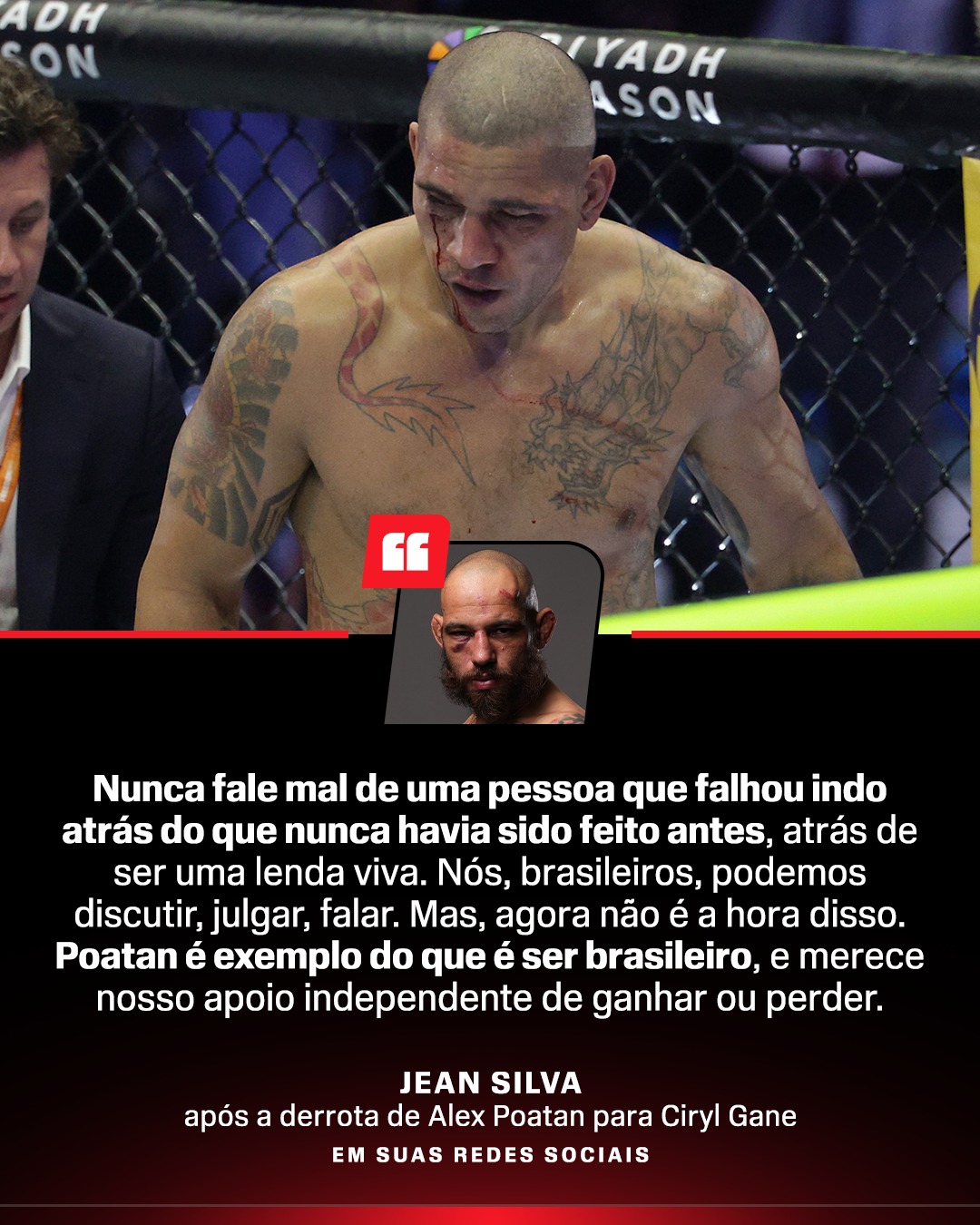 É ISSO, JEAN! 💪 Jean Silva, lutador do peso pena do UFC, comentou sobre a derrota de Alex 'Poatan' Pereira para Ciryl Gane.

via @jeansilvamma 

#ESPNKnockOut #UFC #AlexPereira #JeanSilva