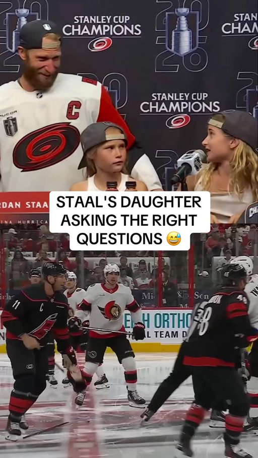 Jordan Staal’s daughter stumped her father with this question after winning the #StanleyCupFinal. 🥊