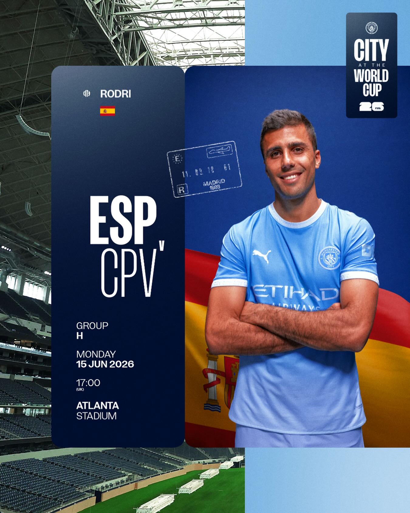 Good luck to Rodri as @sefutbol’s World Cup journey begins with a clash against Cabo Verde 🇪🇸