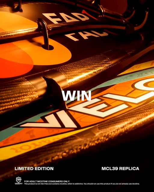 THIS IS YOUR CHANCE TO OWN A PIECE OF RACING HISTORY. 
INCLUDING 2 REAL McLAREN F1 CAR PARTS FROM THE 2022 MCL36 CAR. DRIVEN AND SIGNED BY LANDO NORRIS. 
 
AND A 1:1 REPLICA OF THE ICONIC MCL39 FRONT WING, FEATURING THE VELO FAN LIVERY FROM THE 2025 ABU DHABI GP
 
SHARE YOUR FAVOURITE McLAREN MOMENT IN THE COMMENTS BELOW AND FOLLOW @VELO.UNITEDKINGDOM FOR A CHANCE TO WIN A “RELIC OF THE RACE”.
 
OPEN TO EXISTING NICOTINE USERS AGED 18+ ONLY.  UK RESIDENTS ONLY (NI EXCLUDED). ENTRY TO THE PRIZE DRAW OPENS ON JUNE 9TH 2026 AT 12:00 AND CLOSES ON 30TH SEPTEMBER 17:00.
 
LINK IN BIO FOR FULL TERMS AND CONDITIONS.

+18. This product contains nicotine and is addictive. Only for adult nicotine users. You should not use this product if you do not already use nicotine.