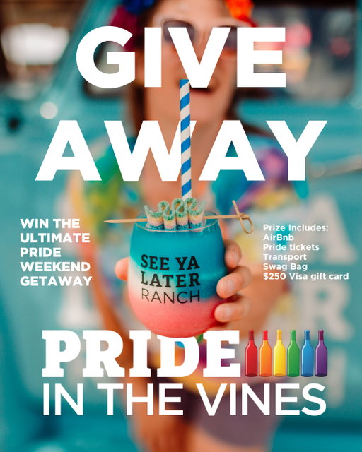 CONTEST CLOSED!! 

Your Pride in the Vines squad trip starts here 🏳️🌈🎉

We've teamed up with @ginnytonyk to give away the ultimate Pride weekend for you and three friends. Valued at $1,300+, here's what you're winning:

✨ 4 tickets to Pride in the Vines
✨ 4 transportation tickets from Oliver
✨ 2 nights at a queer 70s-vibed AirBnB in Oliver (July 10–12)
✨ SYLR wine welcome basket waiting at the loft
✨ See Ya Later Ranch sweatshirts
✨ $250 prepaid Visa gift card to cover your expenses

To enter:
Follow @sylranchwinery and @ginnytonyk
Like this post
Tag a friend you'd bring in the comments. Each tag is a separate entry, tag as many as you want, but start with at least three.

Share to your stories and tag both accounts for a bonus entry. 🌈

Contest closes July 6th at midnight. Winner announced July 7th. 19+, Canadian residents only. Transportation to the Okanagan is the responsibility of the winner. Not sponsored or administered by Instagram.

Please note the loft is accessed by a flight of stairs.

BC wine, See Ya Later Ranch Winery, Pride in the Vines, Okanagan Pride giveaway, 2SLGBTQIA+ event