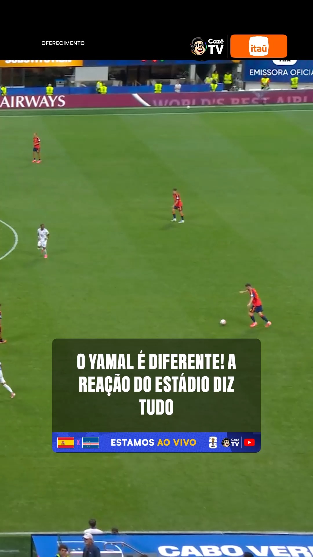 ELE 1️⃣9️⃣😳 É DIFERENTE! O MUNDO ENXERGA 👀 ELE DIFERENTE! A TORCIDA I-N-T-E-I-R-A DO ESTÁDIO 🏟️ SABE QUE O LAMINE YAMAL É UM JOGADOR GERACIONAL E QUE SURGE A CADA 20 ANOS 🤯

🎙️ @luisinho | 🗣️ @casimiro, @donancampos & @rafael.oliveira.oficial

🇪🇸🇨🇻ESTAMOS AO VIVO PRA ESPANHA X CABO VERDE!!! VEM PRA TELA DA CAZÉTV! 𝐒𝐄 𝐓𝐄𝐌 𝐂𝐎𝐏𝐀, 𝐄𝐒𝐐𝐔𝐄𝐂𝐄! 😮‍💨

#TempoRealCazéTV #CopaNaCazéTV #Itaú #VideoPatrocinado #cztv12 #cztv06
