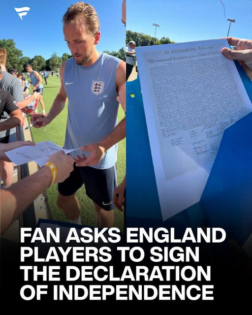 Next level pettiness 😭

A U.S. soccer fan attended England’s training session in Kansas City and brought a copy of the Declaration of Independence for them to sign.

Does this mean they have to play for team USA now? 😅

(via lex_life2749/TT)
