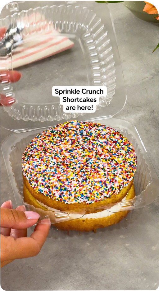 They’re here! The trend just got an upgrade with our Sprinkle Crunch Shortcakes—bigger, tastier, and with even more sprinkles.

Available in vanilla or chocolate. Grab yours in our Bakery.