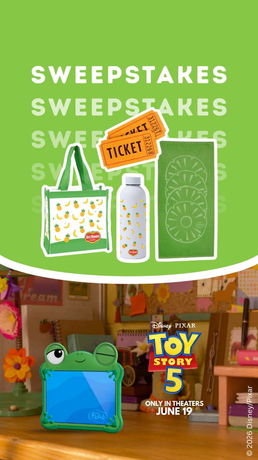 SWEEPSTAKES 🎟️🍍 We're giving away a summer-ready prize bundle AND movie tickets! 

How to enter: 
👉 Like this post
👉 Follow @DelMonteFresh 
👉 Leave a comment

See Disney and Pixar's #ToyStory5 in theaters June 19! 

NO PURCHASE NECESSARY. Open to legal residents of 50 U.S./D.C. & Canada, 18+ or age of majority. Starts: 06/15/2026. Ends: 06/22/2026. Win branded merchandise and two (2) movie tickets to see Toy Story 5 at a participating theater. (ARV: $57.00 USD). Odds depend on entries. Skill-testing question required for Canada. Void where prohibited. Rules: delmontefresh.com/about-us/rules-and-regulations Sponsor: Del Monte Fresh Produce N.A., Inc.

#freshdelmonte #fruit #freshfruit #ToyStory5 #giveaway