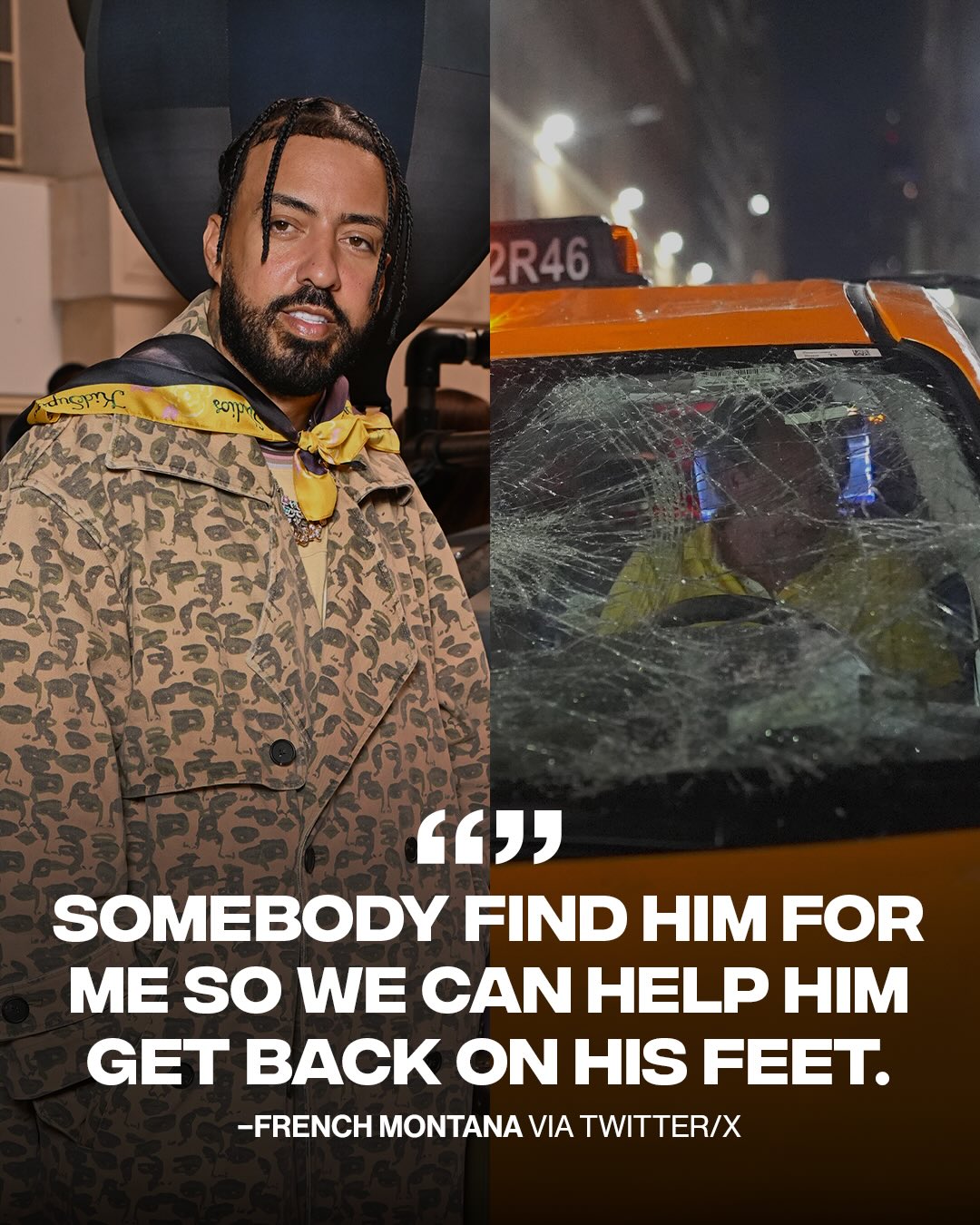 W French Montana for looking out 👏

French Montana wants to help a taxi driver whose cab was caught in the middle of the Knicks’ championship celebrations. After the Knicks won the NBA championship, videos showed fans dancing on top of a taxi in New York City, preventing the driver from working.

Read more about the story @COMPLEX link in bio 🔗

[📸: GETTY]
