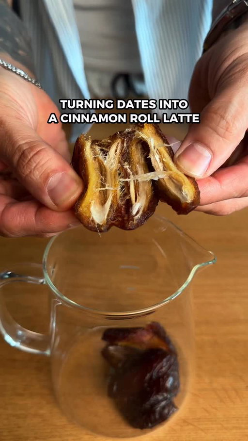 Turning dates into a cinnamon roll latte syrup

Recipe: 
4-6 dates (depending on size)
Soaked in 2 double shots of espresso for 15-20 mins. 

Into a blender with
Cinnamon (as much as you desire) 
1-2 tbsp brown sugar 
Touch of vanilla bean paste or extract 
Couple pinches of salt 

Pour over ice 
I like oat milk with this one
Single-double shot espresso 

*want it sweet? Add cold foam for that icing like taste!!

Follow for more!