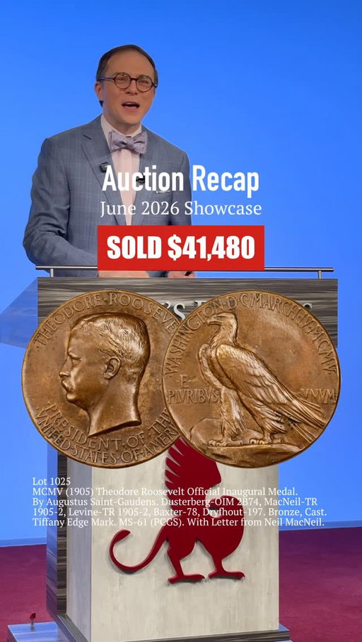Competitive bidding drove today’s auction, with collectors competing for an impressive selection of U.S. medals crossing the auction block. Leading the session was the Franklin D. Roosevelt 4th Inaugural Gold Medal, which realized $146,400 after spirited bidding between online bidders, phone bidders, and floor bidders.

Stay tuned throughout the week for more auction highlights as we continue presenting the June 2026 Showcase Auction.

#auction