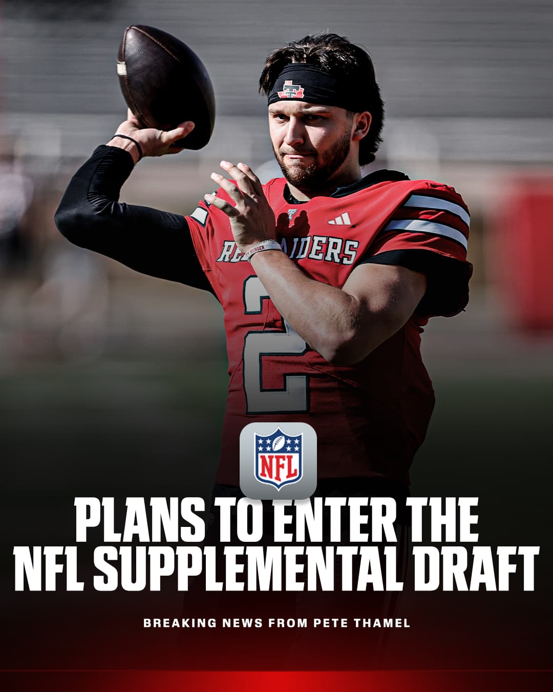 Breaking: Texas Tech transfer quarterback Brendan Sorsby plans to enter the NFL Supplemental Draft, sources tell @petethamel. 

Amid the legal wrangling over his NCAA eligibility after admitting he bet on sports, Sorsby intends to head to the NFL.