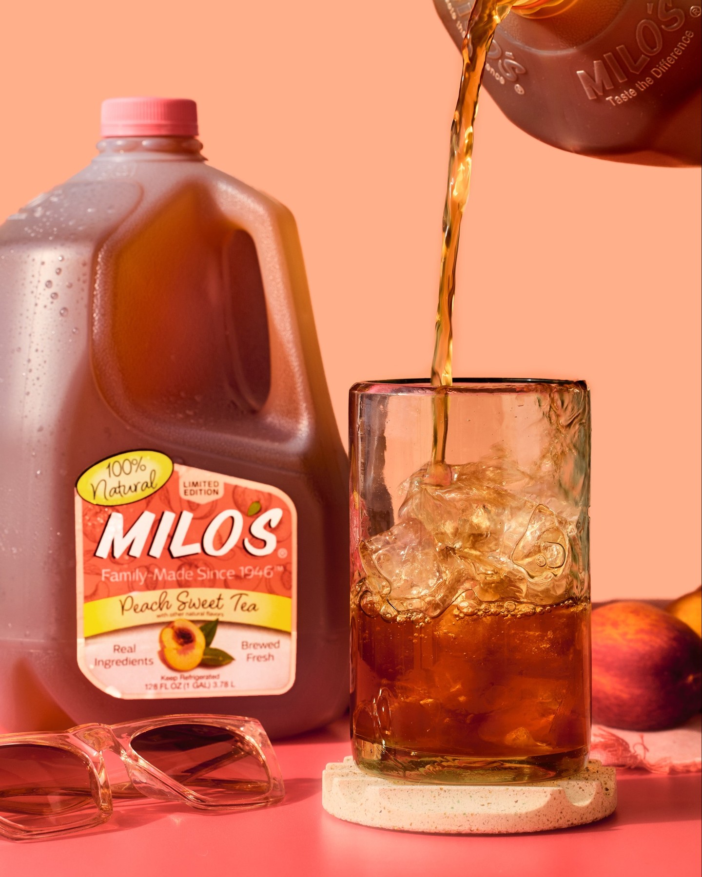Some things just belong together. Sweet tea and summertime. Porches and good company. And now — Milo's and peach. 🍑 Our Limited Edition Peach Sweet Tea is brewed fresh the Milo's way — with real ingredients and no preservatives. A taste of summer your family will love.🧡

Grab yours before peach season is over! Find it near you at the link in our bio!