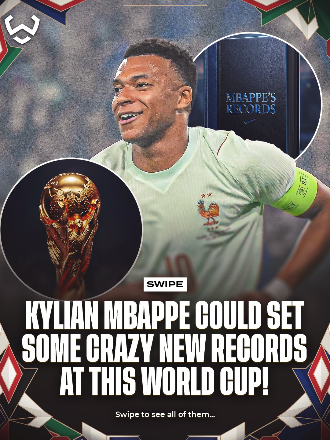 Kylian Mbappé could set some crazy new records at this World Cup… 😮‍💨🇫🇷

From becoming the top scorer in France’s national team history and the highest-scoring player in World Cup finals history to potentially becoming the highest scorer in World Cup history overall! 🔥

France’s campaign starts today, and with it comes the question… 👀

How many records will Mbappé be able to break? 🤔