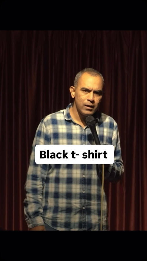 Black t shirt 

[Stand up comedy, comedy, fun, fun reels, reels Instagram, funny, comedy, coffee shops, t shirt]