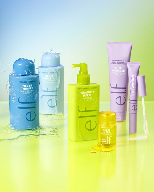 Big e.l.f.ing news 🤭 @elfhaircare bundles are NOW available on TikTok Shop! ✨ Individual products launch on elfhaircare.com and target.com June 24, and exclusively in @target stores starting July 5.

Meet the mane crew:
💙 Never Thirsty Moisturizing Shampoo ($9): Gentle moisturizing shampoo cleanses and helps reduce breakage
🩵 Never Thirsty Moisturizing Conditioner ($9): Lightweight, moisturizing conditioner hydrates without weighing hair down
💚 Humidity Hero Anti-Frizz Styling Spray ($9): Heat-activated treatment repels humidity for frizz control
💛 Gloss Mode Treatment Oil ($10): Glossy styling oil strengthens hair and helps protect it from heat
💜 3-in-Wonder Magic Styling Cream ($9): Lightweight, moisturizing cream provides flexible hold, primes for blowouts and enhances curls
💜 3-in-Wonder Magic Styling Cream Wand ($6): Styling precision wand smooths frizz, slicks flyaways and styles on-the-go

Link in bio to shop early access bundles NOW on TikTok Shop! Which e.l.f. Hair products are you adding to cart? 🛒 #elfhair