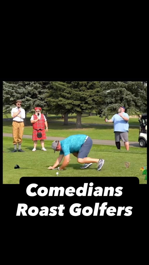 Last guy almost didn’t make it 🤣 at the @greatoutdoorscomedy Heckle Hole with @atomicimprov #golf #comedy #roast #yeg #golfer