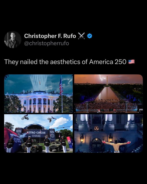 This is absolutely phenomenal 😳🔥

The America 250 UFC event had an absolutely unreal aesthetic. Between the patriotic themes, the massive production, and the incredible backdrop, every camera shot looked like it belonged on a movie poster. The combination of the octagon lights, the red, white, and blue presentation, and the atmosphere created a feeling that this wasn’t just another fight card—it felt like a once-in-a-generation spectacle. Every walkout and every stare down looked larger than life.

What really made the event stand out were the views. Whether it was the wide-angle shots showing the crowd, the aerial shots capturing the entire venue, or the sunset lighting hitting at just the right moment, the visuals were breathtaking. Fans online couldn’t stop sharing screenshots because almost every frame looked wallpaper-worthy. It felt like UFC had accidentally created some of the coldest sports photographs ever taken.

Years from now, people might not only remember who won and lost, but also how incredible the event looked. Some sporting events have iconic images that become part of history, and America 250 seemed packed with those moments. From fighters standing beneath the lights to crowd shots that captured the scale of the night, it felt like photographers were given an endless supply of legendary pictures. If you’re talking purely aesthetics, this was one of the best-looking combat sports events ever put on.

Follow US (@jukedly) to stay locked in if you love sports! 🔥

Via (christopherrufo , X)