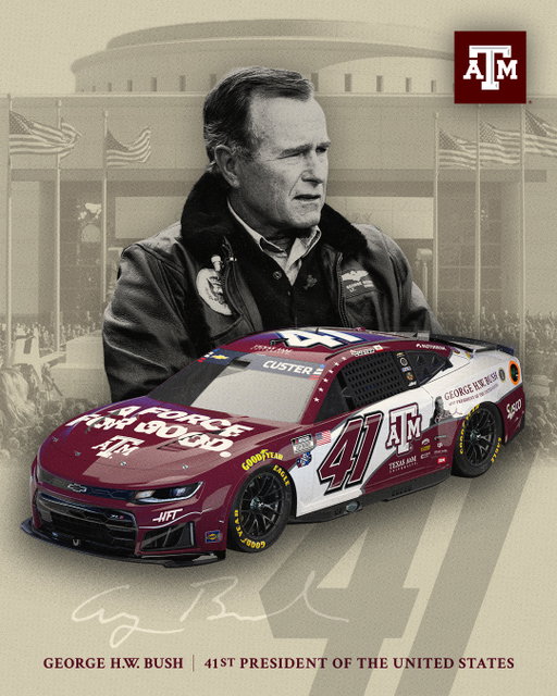 A legacy carried onto the track.

In celebration of the @USNavy’s 250th Anniversary, @NASCAR makes its way to Naval Base Coronado. At @NASCARSanDiego, the No. 41 will honor the legacy of the 41st president of the United States, George H.W. Bush, a naval aviator whose courage shaped a lifetime of leadership.

Texas A&M and @HaasFactoryTeam proudly present a new livery celebrating the values Bush embodied and Texas A&M upholds: service, character, duty and selfless commitment.

Read more at the link in our bio.