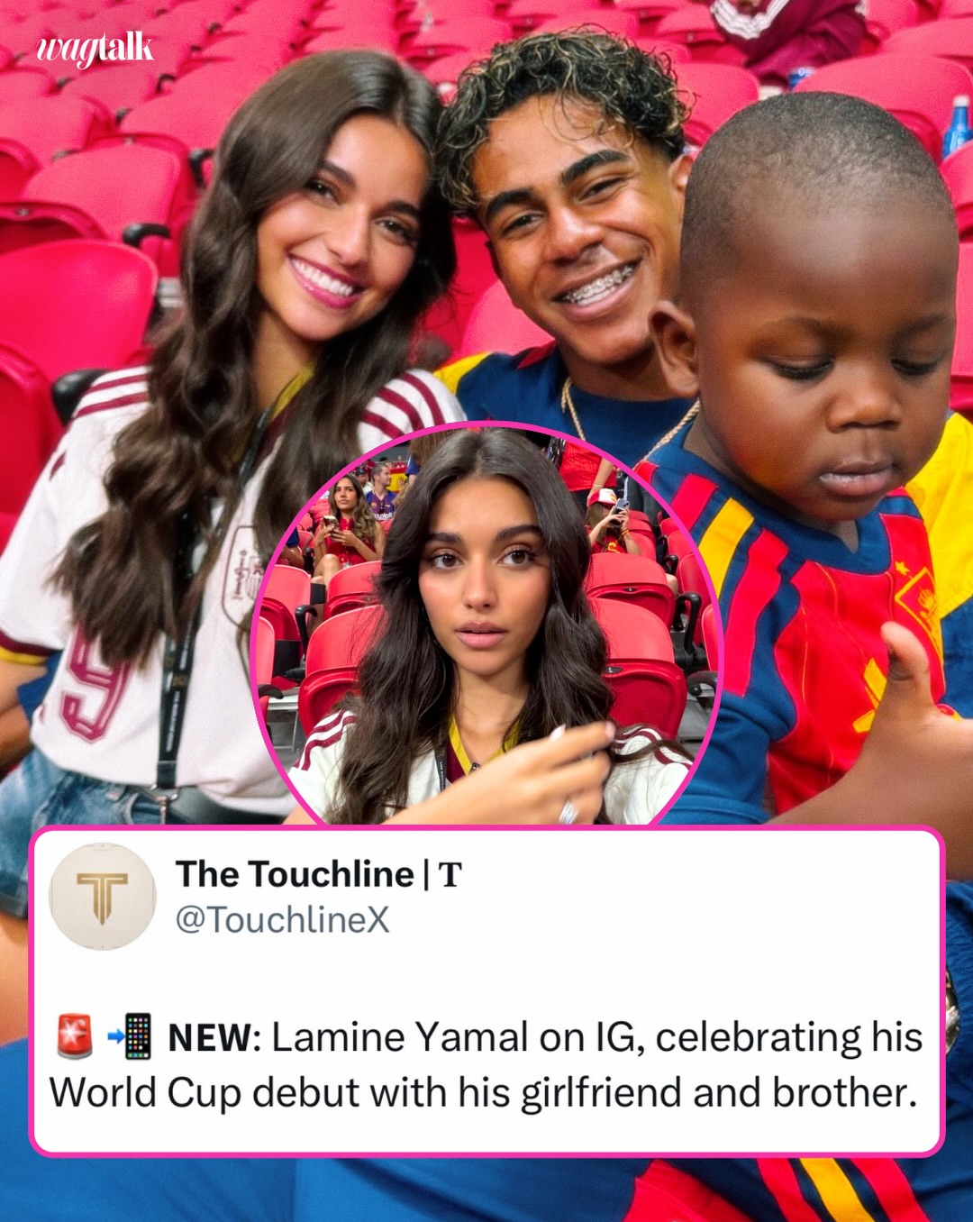 Inés García Santos has been cheering on her man, Lamine Yamal, from the stands at the World Cup 💗 (via @ineesgaarcia)

#worldcup #lamineyamal #couplegoals