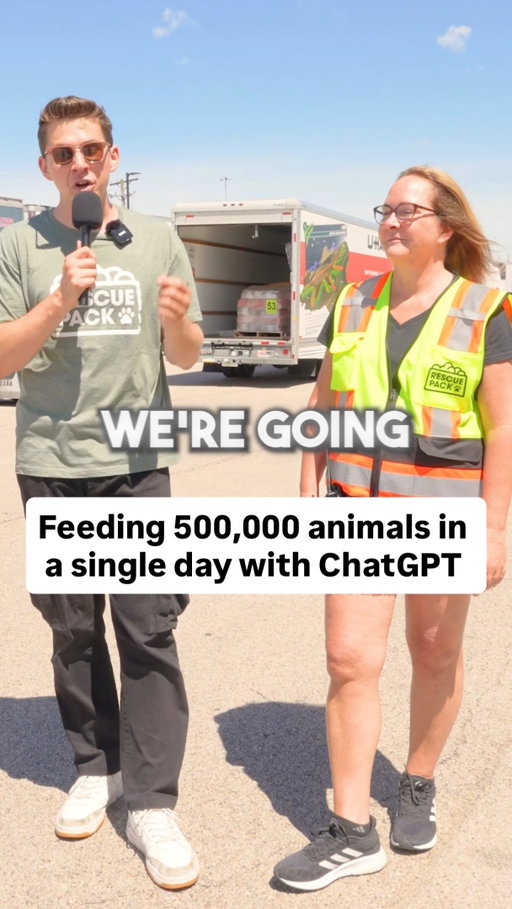 Feeding 500,000 rescue animals in a single day with the help of @chatgpt and @rescuepackorg #animalrescue #pets #streetinterview 

In addition to resource allocation, Rescue Pack also uses ChatGPT for 
1. Invoicing vendors through the Quickbooks integration. 
2. General administrative tasks. 
3. Assistance in writing social post copy. 
4. Generating flyers for events
5. And more! 

Thank you to @chatgpt for helping make this possible!

#ChatGPT_Partner