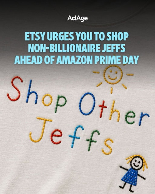 @etsy is putting thousands of Jeffs without the surname Bezos in the spotlight, supporting small independent sellers over mega-retailers ahead of Amazon Prime Day later this month.

A campaign from Orchard, themed “Shop Other Jeffs,” highlights makers and craftspeople on the marketplace while drawing a wry contrast with one of the most recognizable names in modern retail.

The work says more than 5,000 Jeffs are selling on Etsy. Among those profiled in the campaign are potter Jeff Brown, furniture maker Jeff Zabriskie and lighting designer Jeff Risinger. By focusing on sellers who create products themselves and interact directly with customers, the campaign underscores Etsy’s positioning around independent entrepreneurship and personal connections between buyers and sellers.

🛍️ Read more on the campaign at the link in our bio. 🔗